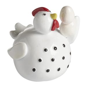 Höna med Ägg 5,5cm, Vit