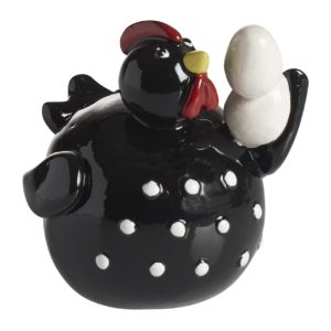 Höna med Ägg 5,5cm, Svart