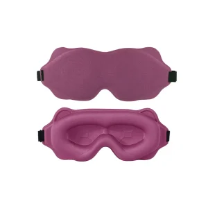 3D Sovmask i Minnesskum – Ljusblockerande, Bekväm & Reseklar Ögonmask för Sömn & Avslappning - Mörkrosa