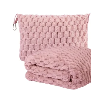 2-i-1 Resefilt & Kudde – Mjuk, Kompakt & Multifunktionell - Rosa