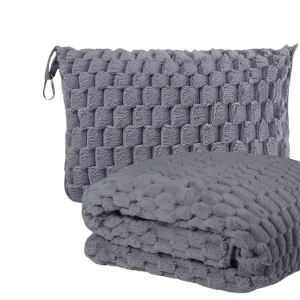 2-i-1 Resefilt & Kudde – Mjuk, Kompakt & Multifunktionell - Grå