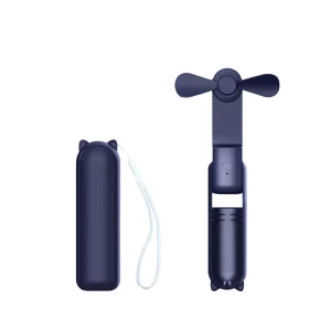 Bärbar Mini Handfläkt Blå – Hopfällbar & Justerbar för Resor och Värme