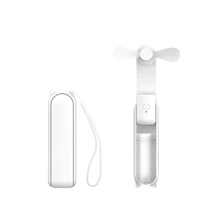 Bärbar Mini Handfläkt Vit – Hopfällbar & Justerbar för Resor och Värme