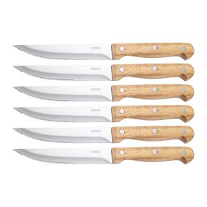BBQ Stekkniv 6-pack i Trälåda, Rostfritt Stål/Akacia