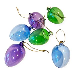 Plumelle Glasägg 6cm 6-pack, Grön/Blå/Lila