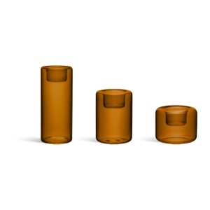 Happy Ljuslykta Set 3 delar 6,8/10,5/15cm, Bärnsten