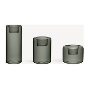 Happy Ljuslykta Set 3 delar 6,8/10,5/15cm, Antracit