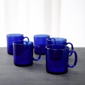 Arcoroc blå glas-muggar