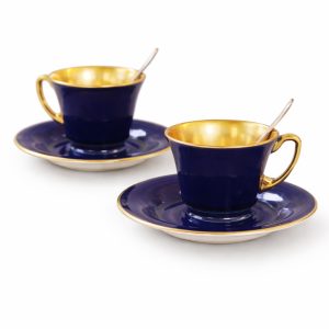 Art Deco mockakopp med fat Crown Devon, England