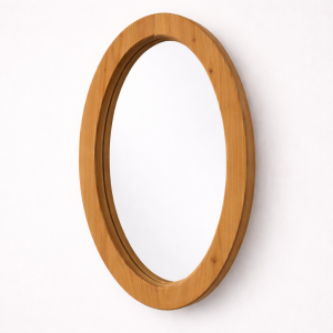 Vintage oval spegel i trä