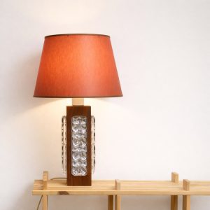 Bordslampa i teak och glas – Elpe Armatur AB, 1960-tal