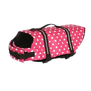 Flytväst för Hund – Säker Hundflytväst med Handtag (XXS–2XL) - Rosa med Prickar