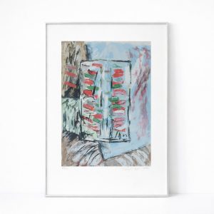 Signerad litografi i ram